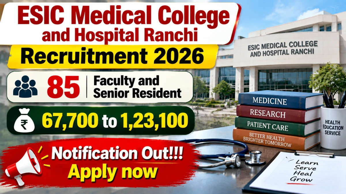 ESIC Ranchi Recruitment 2026: 85 Posts, Apply Mode Offline