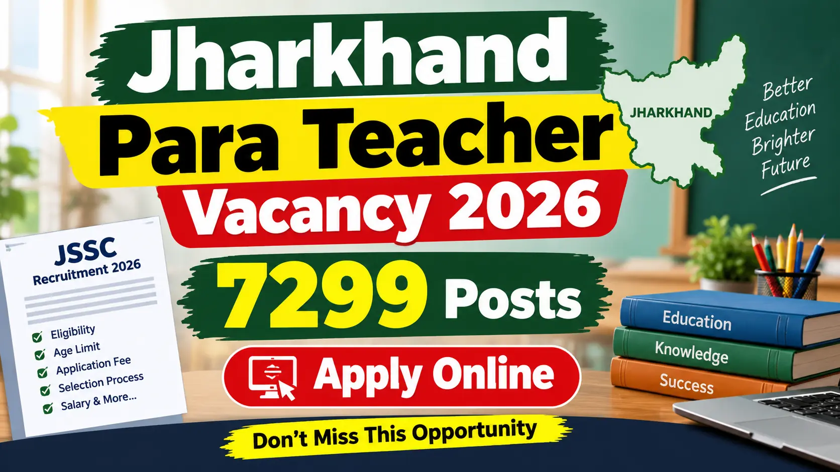 Jharkhand Para Teacher Vacancy 2026 : Apply Online for 7299 Posts